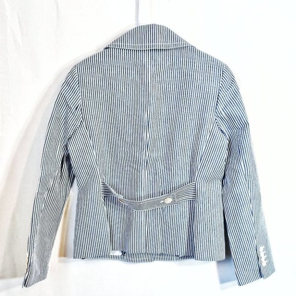 Talbots Pinstripe Single Breasted Blazer Jacket White Size 8 New With Tags - Picture 2 of 6